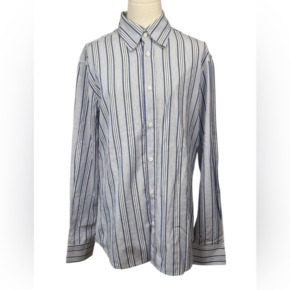 Vintage Y2K Versus Versace Striped Button-Up Shirt Blue White Size 36 - Picture 1 of 8